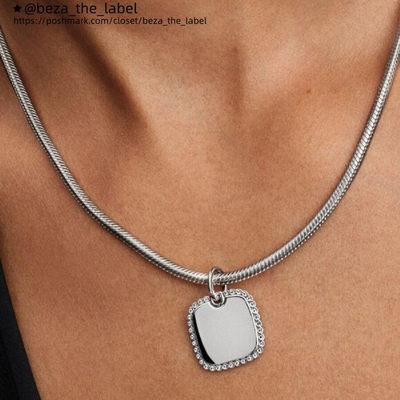 Pandora Engravable Square Tag Pendant - Picture 2 of 2